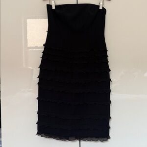 Liz Claiborne Black Strapless Layered Ruffle Party Dress 6